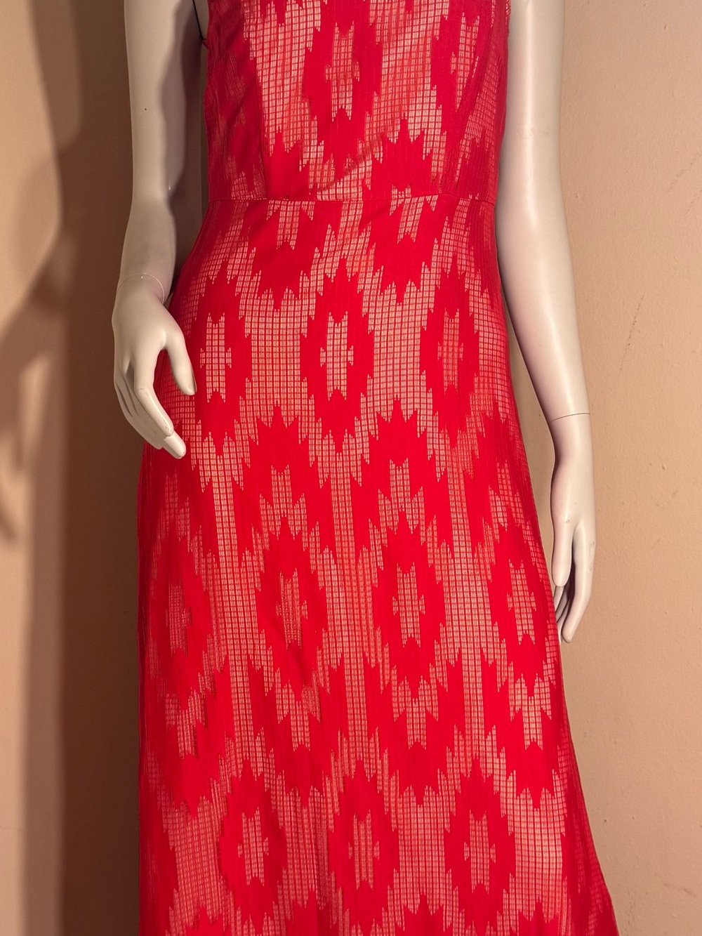 Red Patterned Sleeveless Maxi Dress - Elegant Summer Style